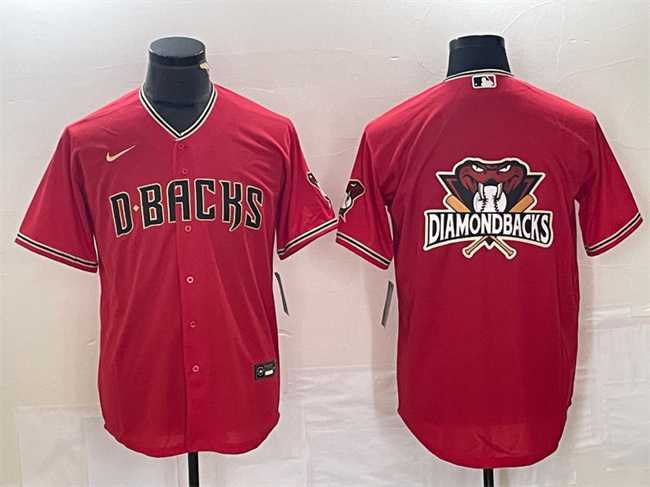 Mens Arizona Diamondbacks Red Team Big Logo Cool Base Stitched Baseball Jersey
